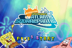 SpongeBob's Atlantis SquarePantis title screen for GameBoy Advance